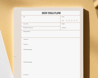 Yoga Flow Sequenz Planer A4 Block Template gedruckt