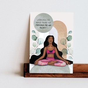 YOGA POSE KARTE - Yoga Postkarte - Asana Illustration - Lotussitz - Schneidersitz - Yoga Zitat - Affirmation