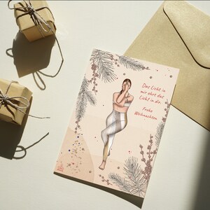 Weihnachten Yoga Postkarte Christmas Karte Grußkarte Yogi Yogakarte Weihnachtskarte