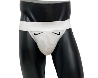 Just Do It White Jockstrap Handmade and Customized Underwear for Men from Nike Socks Unique Streetwear Sportswear Item