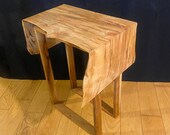 2 Sugar Maple live edge waterfall side table with Teak legs