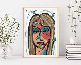 DENISE - Poster Illustration woman portrait printed on paper