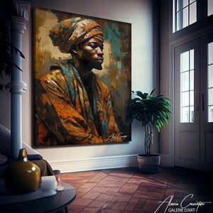 Black Man Art Print, African Wall Art Prints, Above Bed Wall Art Prints, Colorful Abstract Painting Abstract Canvas, Black Man Wall Art,