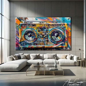 Musik Pop Art Leinwand Wandkunst, Geschenke für Musikliebhaber Männer, Graffiti Art Leinwand, Musik WandKunst Drucke, Graffiti Pop Art Gemälde Leinwand