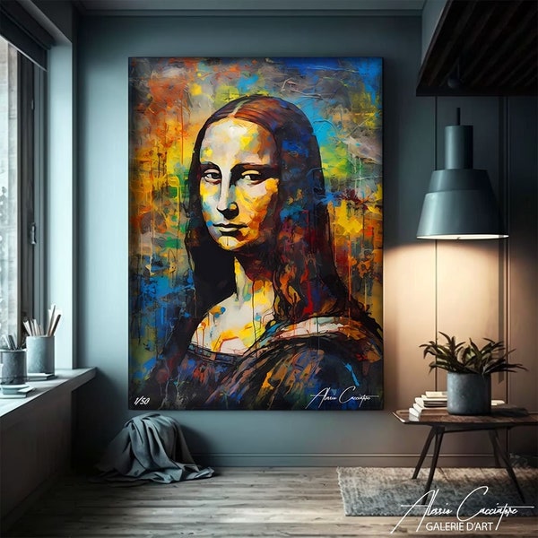 Mona Lisa Wandkunst gerahmt, Popkultur Leinwand Wandkunst, Street Art auf Leinwand, Mona Lisa Posterdruck, Popkultur Gemälde, Street Art Print