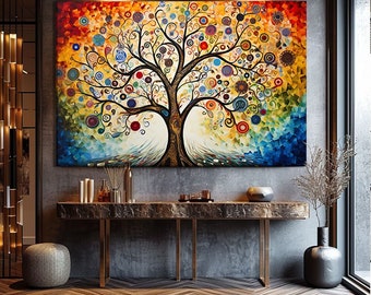 Tree Of Life Wall Art Large, Zen Art Print On Canvas, Tree Of Life Painting On Canvas, Zen Wall Art Decor, Extra Large Wall Art Abstract