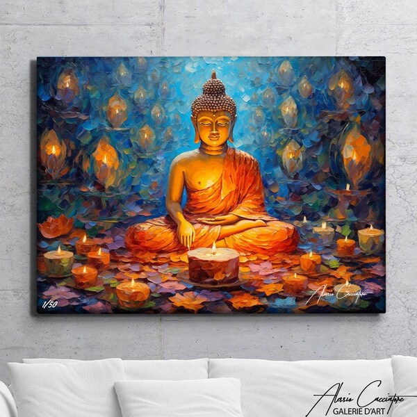 Buddha Canvas Painting, Buddhism Wall Art, Zen Wall Art Print, Buddha Wall Art Printable, Acrylic Buddha Painting Canvas, Over The Bed Decor