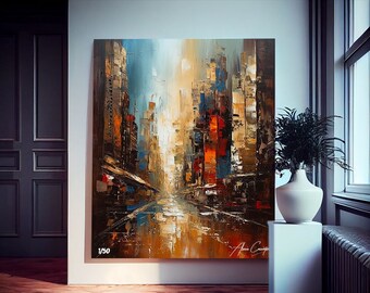 NYC Wall Art Canvas, Cityscape Painting Print Landscape, New York City Decor, New York Canvas Wall Art, Bedroom Wall Art Over The Bed