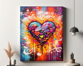 Graffiti Wall Art Print, Street Art Graffiti Art Canvas, Love Wall Art Print, Street Art Canvas, Urban Art Painting, Above Bed Decor