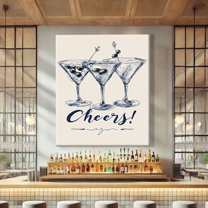 Martini Print Vintage, Alkohol Wandkunst Wohnheim, Cocktail Poster Trendy, Cheers Wandkunst, Barwagen Dekor Vintage, Barkeeper Geschenk