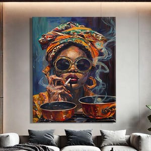 Stampe d'arte di donne nere, decorazioni per la casa di lusso, grandi tele d'arte africana, stampe pop art da parete, stampe d'arte africana, stampe da parete di arte afro