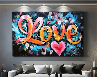 Modern Love Art Print, Graffiti Art Canvas, Street Art Prints, Love Wall Art Framed, Graffiti Wall Art Home Decor, Street Art Painting