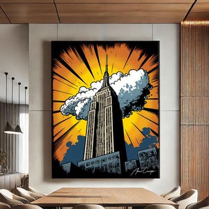 Arte pop de lienzo de Nueva York Arte de pared extra grande, Arte de pared de arte pop Arte cómico, Arte de pared de cultura pop, Pintura de graffiti, Regalo de cumpleaños de novio