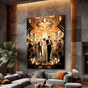 Abstract Art Deco Prints Wall Art, Luxury Canvas Painting, Retro Wall Art Trendy, Vibrant Wall Art, Housewarming Gift First Home, Art Deco