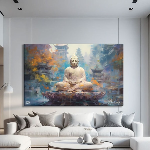 Buddha Canvas Painting, Zen Wall Art Print, Asian Wall Art Framed, Modern Buddha Art Print, Zen Art Print, Modern Asian Art Wall Decor