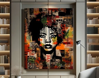 Graffiti Wall Art Canvas, African Woman Art, Street Art Wall Art Prints, Graffiti Art Canvas Painting, Graffiti Wall Mural, Street Art Print