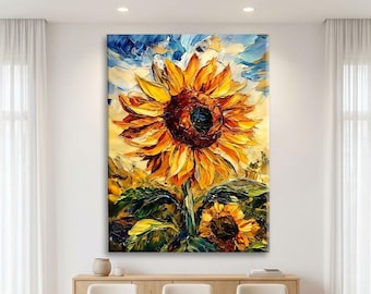 Sunflower Wall Art Print, Modern Farmhouse Decor Living Room, Sunflower Decor For Home, Farmhouse Wall Art Print,  Botanical Wall Art