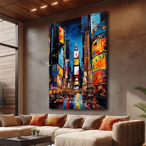 New York City Print Wall Art, Street Art Canvas, New York Pop Art Wall Art Large, Time Square Art Print, Graffiti Canvas Art, Above Bed Art