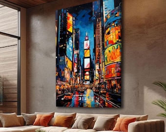 New York City Print Wall Art, Street Art Canvas, New York Pop Art Wall Art Large, Time Square Art Print, Graffiti Canvas Art, Above Bed Art