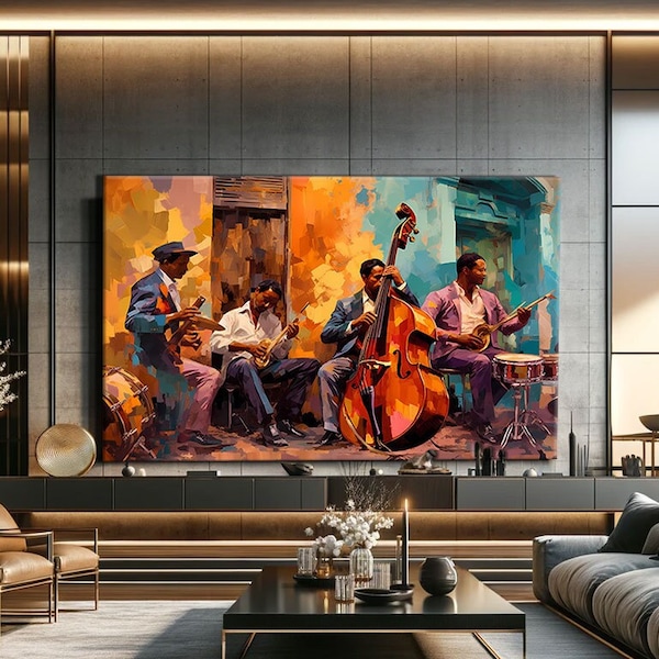 Jazz-Wandkunst, Musiker-Drucke, afrikanische Wandkunstdrucke, abstrakte moderne Wandkunstdrucke, Jazz-Drucke, großer abstrakter Kunstdruck