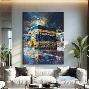 Kaaba Art Print, Mecca Wall Art, Islamic Painting, Kaaba Wall Art, Mecca Poster Canvas, Islam Wall Art Frame, Muslim Gifts For Men