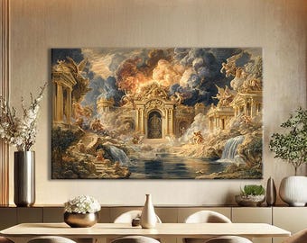 Baroque Art Wall Art Print, Celestial Decor, Greek Mythology Art Print, Fantasy Art Print Canvas, Mystical Wall Decor, Heaven Art Wall