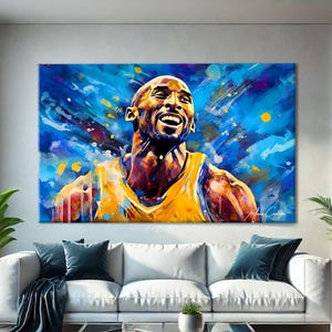 Impresión en lienzo de Kobe Bryant, arte mural con impresión pop art, arte mural "Mamba Mentally", lienzo con grafiti, regalo de primer aniversario para mi novio