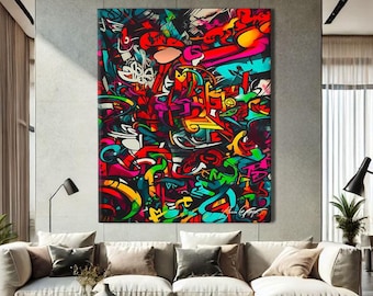 Pop Culture Canvas Wall Art, Street Wall Art Print, Pop Culture Prints, Street Painting, Street Art Print, 21 Birthday Gift For Him