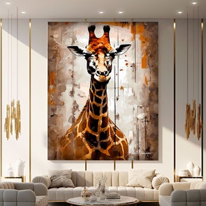 Colorful Animal Print, Giraffe Painting Oil, Giraffe Art Print, Abstract Animal Wall Art, Giraffe Print, Wall Art Above Bed, Above Bed Art
