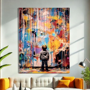 Transform any space with this Abstract Colorful Canvas Art, featuring a modern boy painting in bold, vibrant colors. Perfect for large wall décor, this contemporary artwork adds energy and creativity to living rooms, offices, or kids’ rooms. Its playful yet sophisticated abstract style blends seamlessly with modern interiors, making it an ideal centerpiece for art lovers seeking unique, eye-catching wall art that sparks imagination and conversation.