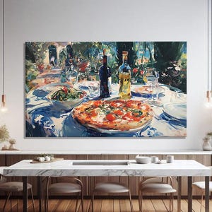 Italian Wall Art For Kitchen Wall Decor, Pizza Wall Art Italian Decor, Kitchen Wall Art Modern, Wine Art Print, Mediterranean Decor