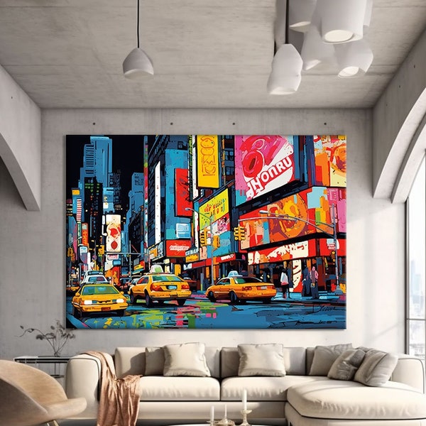 New York Pop Art Painting Original, Colorful Graffiti Art Painting, Street Art Canvas Prints, Pop Culture Wall Art, New York City Print