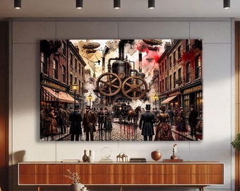 Industrial Wall Art Framed, Nostalgic Decor Home, Steampunk Wall Art Print, Edgy Home Decor, Victorian Art Framed, Above Bed Decor
