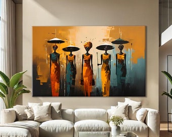 African Women Art Prints, Abstract African Print Art, African Women Wall Art, African Painting On Canvas, Oversized Wall Art, Above Bed Art