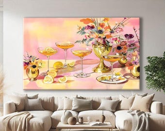 Bar Cart Decor Aesthetic, Cocktail Wall Art Decor, Barista Gifts for Women, Feminine Wall Art Print, Pink Wall Art Prints
