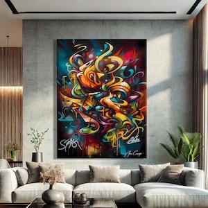 Graffiti Kunst Leinwand, Hypebeast Dekor Wandkunst, Street Art Leinwand Original, Pop Art Wand kunstdruck, Pop Culture Kunstdruck, Überbett Dekor