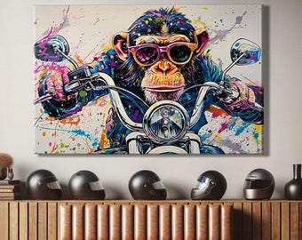 Pop Art Home Decor, Monkey Graffiti Art, Street Art Prints Framed