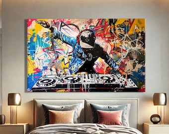 Dj Wall Art, Hip Hop Canvas Art, Music Room Decor Modern, Hip Hop