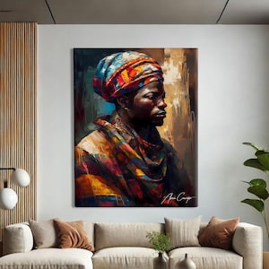 Arte murale africana su tela, decorazione da parete sopra il letto, arte dell'uomo africano, dipinto astratto colorato su tela astratta, regalo per il compleanno del fidanzato