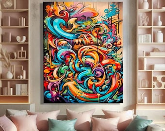 Graffiti Canvas Art Print, Trendy Wall Art Framed, Graffiti Prints Art, Trendy Art Prints, Extra Large Wall Art, Graffiti Painting Abstract