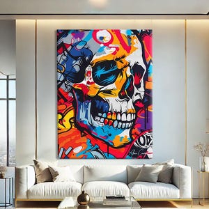 Artypopart スカルデザイン Skull Design Wall Art / Digital Print / Day of the Dead Skulls / Vibrant Wall