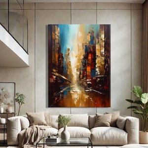 NYC Wall Art Canvas, Cityscape Painting Print Landscape, New York City Decor, New York Canvas Wall Art, Bedroom Wall Art Over The Bed
