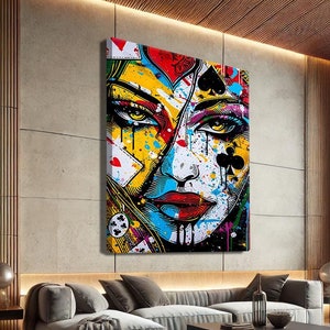 Arredamento sala da poker per uomo, stampa di carte da gioco, tela pop art, stampa arredamento casinò, stampa artistica da parete Graffiti Street Art, regali per il gioco d'azzardo