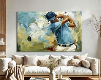 Abstract Golf Art Framed, Golf Wall Decor Prints, Sports Wall Art for Bedroom, Modern Golf Decor, Over The Bed Wall Art, Golf Gift for Men