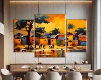 3 Piece Wall Art Framed, Apartment Wall Decor Print, Triptych Wall Art Print, Gallery Wall Set Framed, African Wall Art Canvas