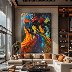 Afrikanische Wandkunst Wohnzimmer, afrikanische Frauen Malerei auf Leinwand, abstrakte Frauen Kunstdrucke, extra große abstrakte Wandkunstdrucke trendy