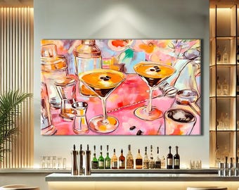 Espresso Martini Wall Art, Bar Cart Art Print Framed, Home Bar Decor, Cocktail Wall Art Colorful, Statement Wall Decor