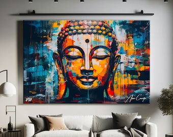 Buddha Wall Decor Over The Bed, Religious Wall Art For Living Room, Buddha Canvas Wall Art, Extra Large Wall Art Abstract, Religious Print