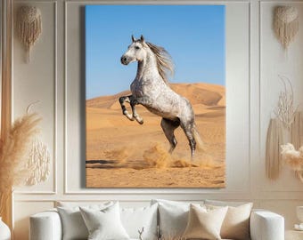 Photography Wall Art Framed, Horse Art Print Canvas, Desert Wall Decor Living Room, Equestrian Wall Art Large, Fine Art Print
