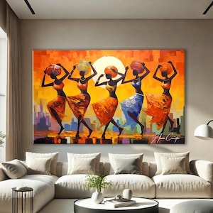 Afrikanischer Kunstdruck, Großes abstraktes Gemälde auf Leinwand, Abstrakte afrikanische Wandkunst, Schwarze Frauen Wandkunst Drucke Abstrakt, Ethno Wandkunst